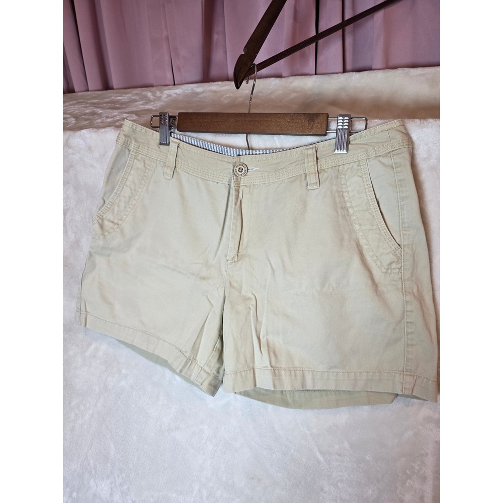 Natural Reflections Womens Khaki Chino‎ Shorts Tan Cotton Twill Size 12 Mid Rise